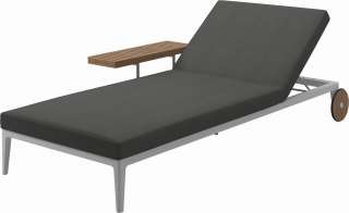 Gloster - Grid Liegestuhl - Gestell: White - Polster: 0144 - Blend Coal - outdoor