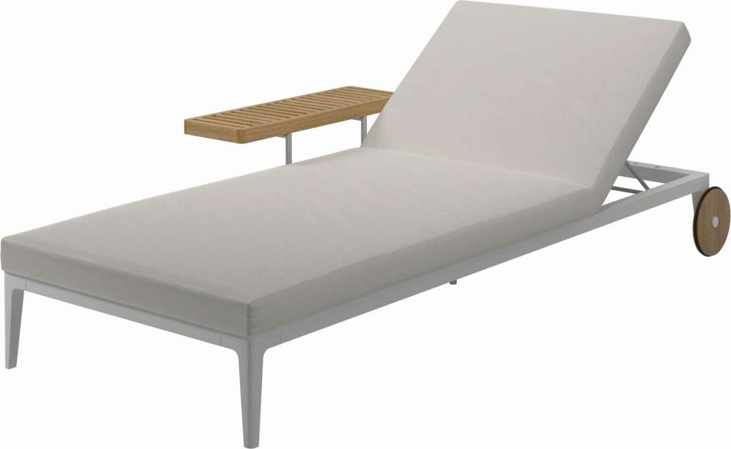 Gloster - Grid Liegestuhl - Gestell: White - Polster: 0036 - Fife Ice - outdoor