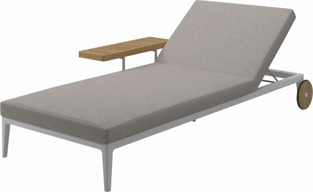 Gloster - Grid Liegestuhl - Gestell: White - Polster: 0035 - Fife Grey - outdoor