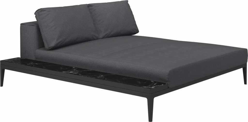 Gloster - Grid Sofa Relaxmodul mit Tisch - Tischplatte: Ceramic - Gestell: Meteor - Polster: 0001 - Cameron Anthracite - outdoor