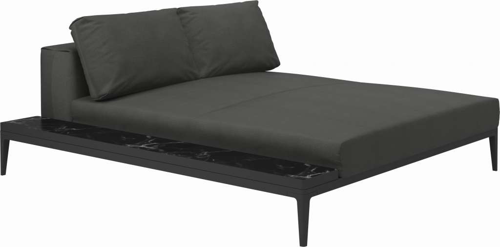 Gloster - Grid Sofa Relaxmodul mit Tisch - Tischplatte: Ceramic - Gestell: Meteor - Polster: 0144 - Blend Coal - outdoor