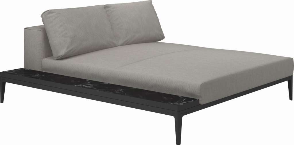 Gloster - Grid Sofa Relaxmodul mit Tisch - Tischplatte: Ceramic - Gestell: Meteor - Polster: 0035 - Fife Grey - outdoor