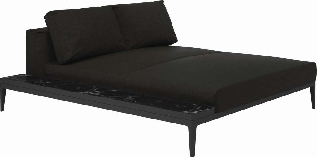Gloster - Grid Sofa Relaxmodul mit Tisch - Tischplatte: Ceramic - Gestell: Meteor - Polster: 0033 - Fife Ebony - outdoor