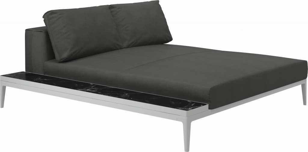 Gloster - Grid Sofa Relaxmodul mit Tisch - Tischplatte: Ceramic - Gestell: White - Polster: 0144 - Blend Coal - outdoor
