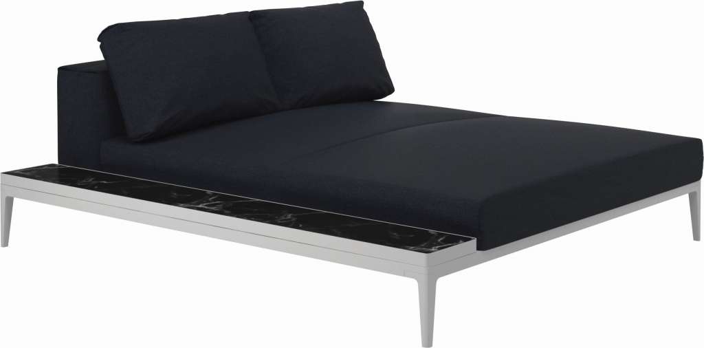 Gloster - Grid Sofa Relaxmodul mit Tisch - Tischplatte: Ceramic - Gestell: White - Polster: 0091 - Fife Shadow - outdoor