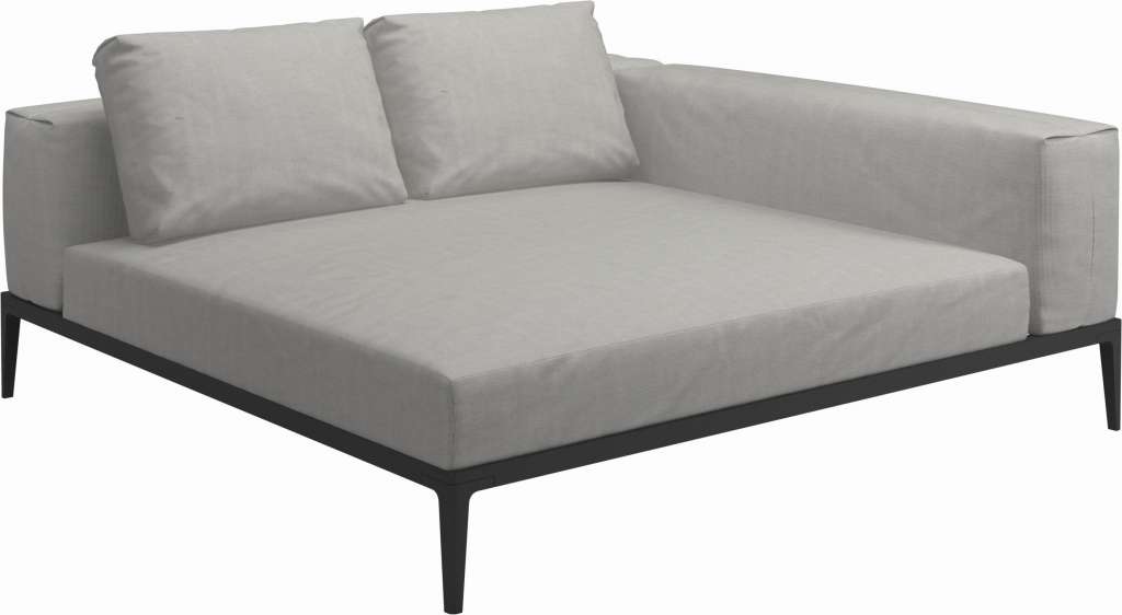 Gloster - Grid Sofa Relaxmodul - Gestell: Meteor - Polster: 0090 - Sailing Seagull - outdoor