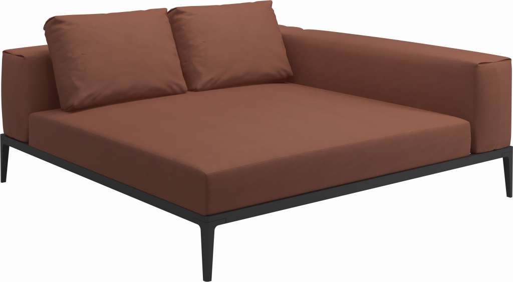 Gloster - Grid Sofa Relaxmodul - Gestell: Meteor - Polster: 0143 - Blend Clay - outdoor