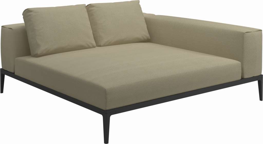 Gloster - Grid Sofa Relaxmodul - Gestell: Meteor - Polster: 0087 - Robben Lichen - outdoor