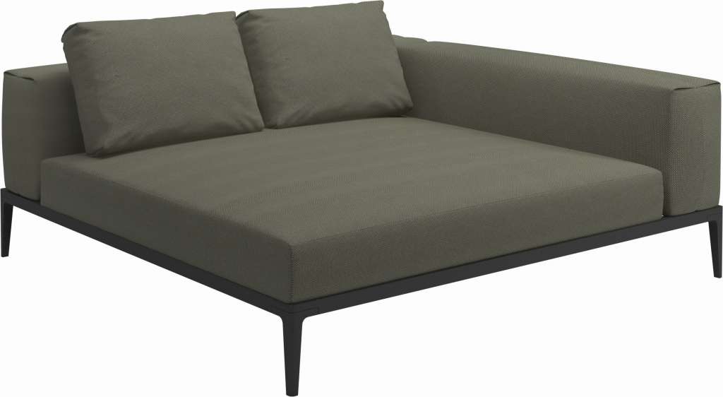 Gloster - Grid Sofa Relaxmodul - Gestell: Meteor - Polster: 0086 - Robben Leaf - outdoor