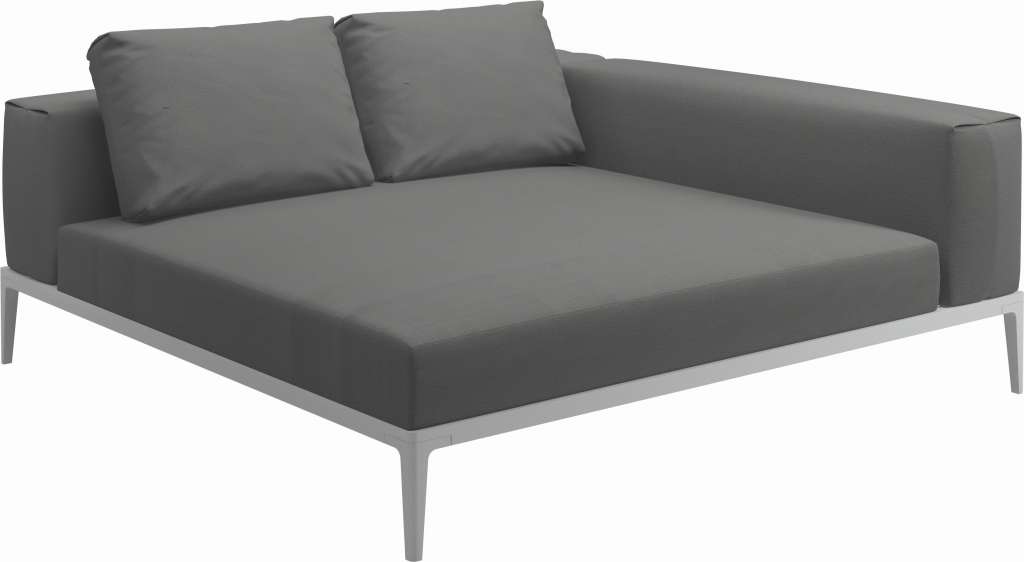 Gloster - Grid Sofa Relaxmodul - Gestell: White - Polster: 0145 - Blend Fog - outdoor