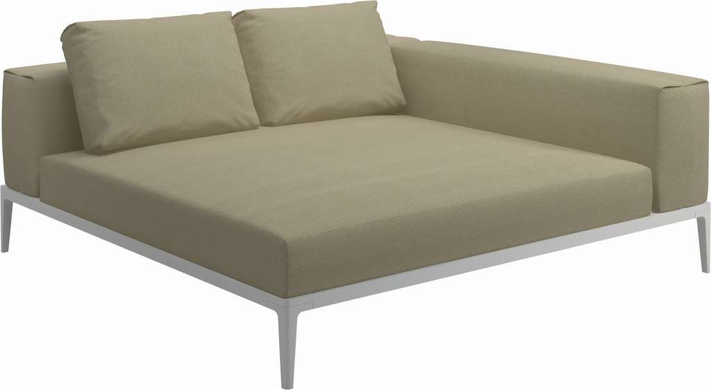 Gloster - Grid Sofa Relaxmodul - Gestell: White - Polster: 0087 - Robben Lichen - outdoor