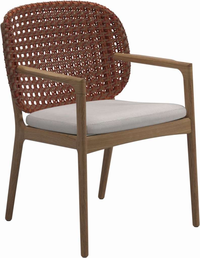 Gloster - Kay Armlehnstuhl - Geflecht: Copper - Kissen:  - Elite Frost - outdoor