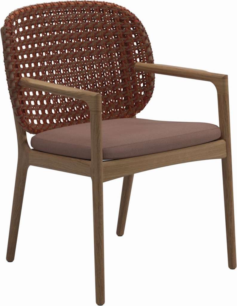 Gloster - Kay Armlehnstuhl - Geflecht: Copper - Kissen:  - Fife Warm Rose - outdoor