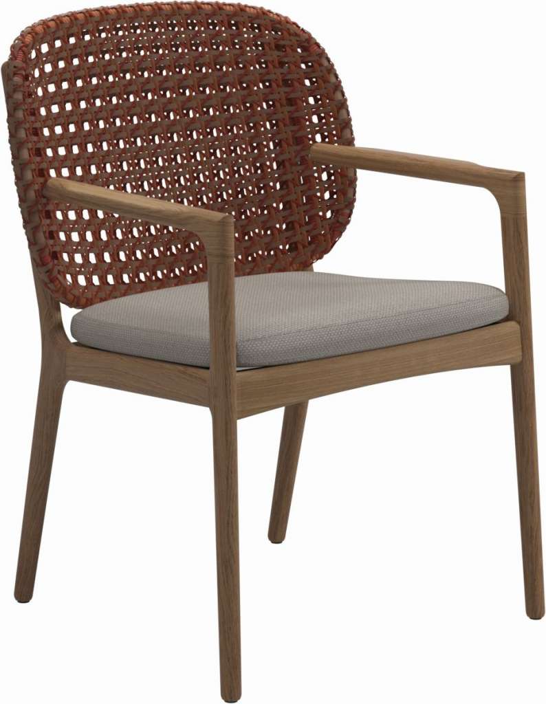Gloster - Kay Armlehnstuhl - Geflecht: Copper - Kissen:  - Couture Pebble - outdoor
