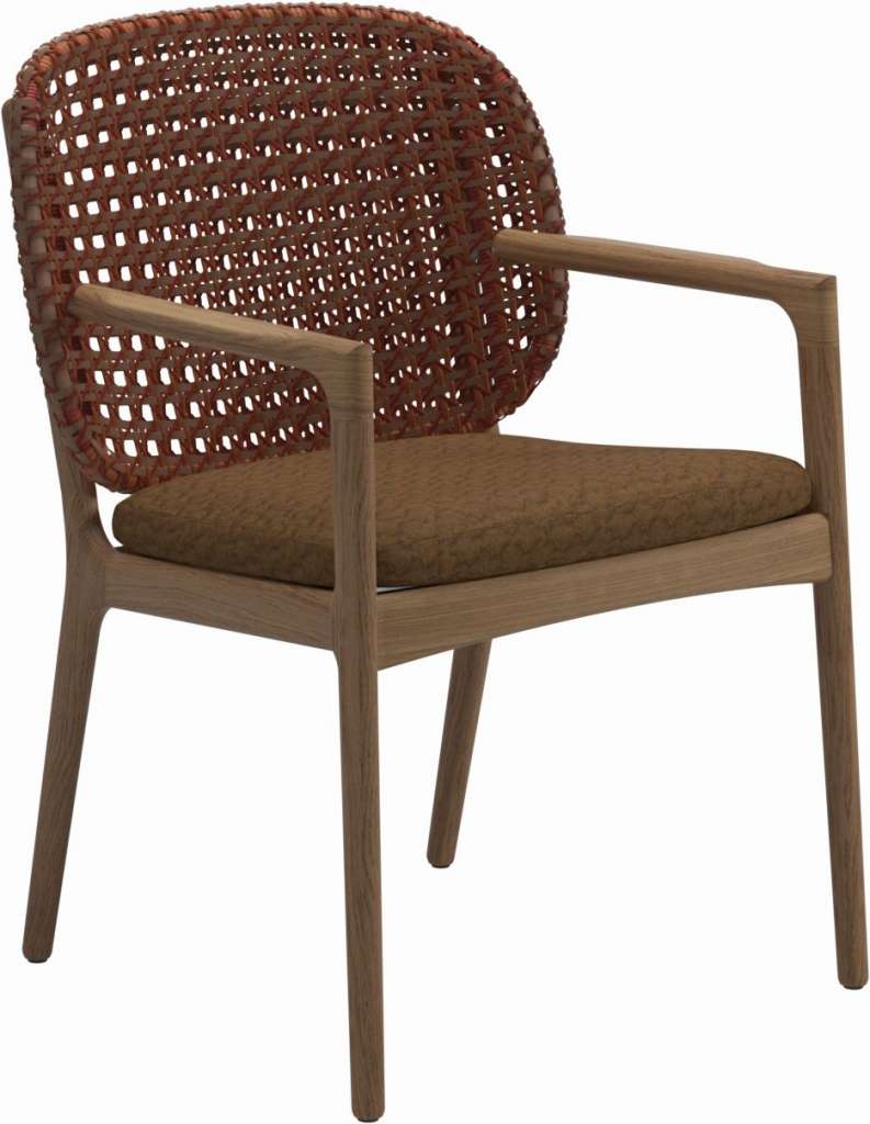 Gloster - Kay Armlehnstuhl - Geflecht: Copper - Kissen:  - Wave Russet - outdoor