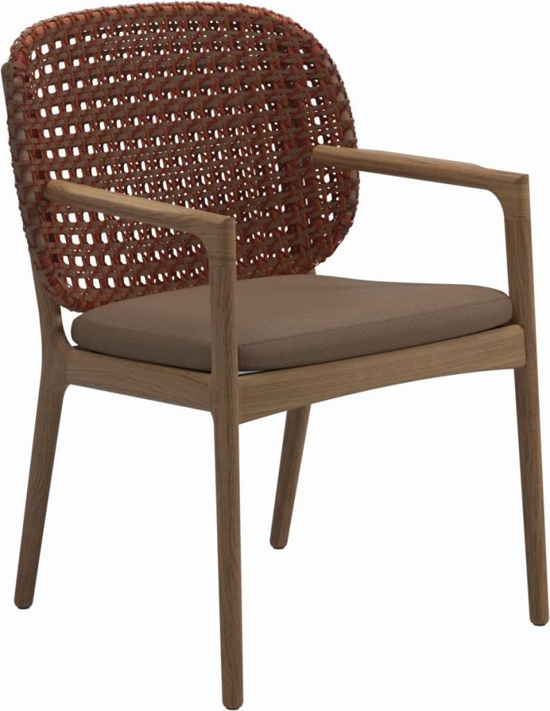Gloster - Kay Armlehnstuhl - Geflecht: Copper - Kissen:  - Ravel Ginger - outdoor