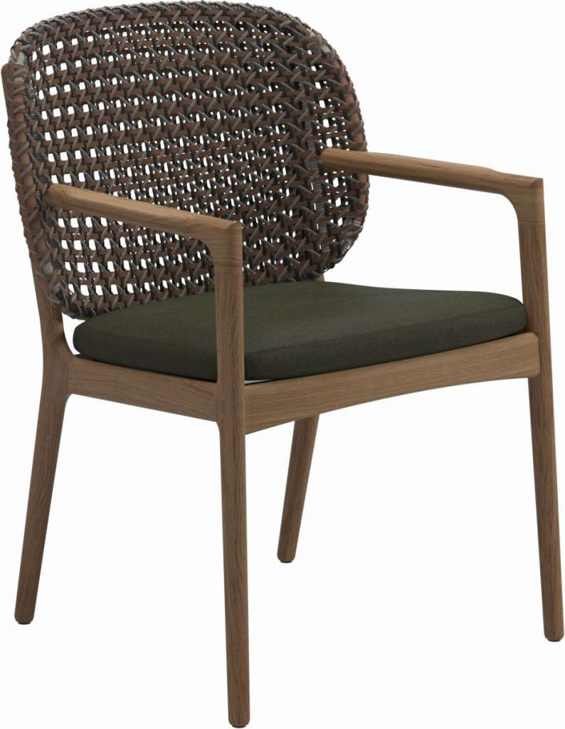 Gloster - Kay Armlehnstuhl - Geflecht: Brindle - Kissen:  - Fife Olive - outdoor