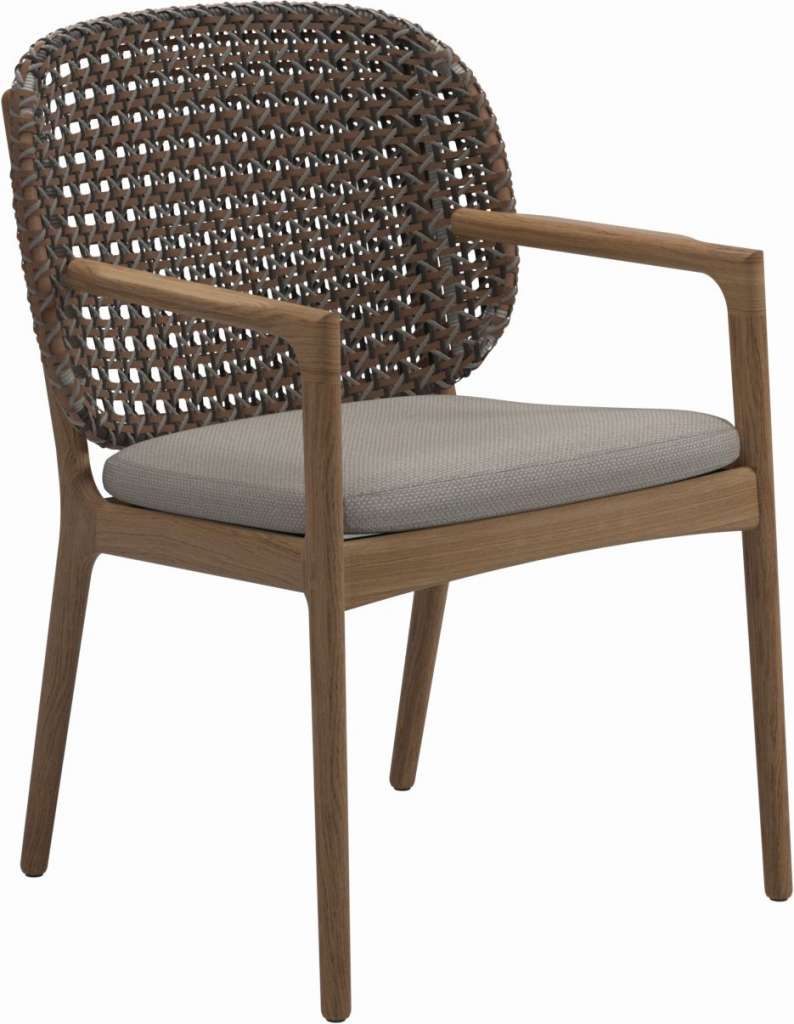 Gloster - Kay Armlehnstuhl - Geflecht: Brindle - Kissen:  - Couture Pebble - outdoor