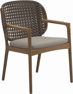 Gloster - Kay Armlehnstuhl - Geflecht: Brindle - Kissen:  - Dot Oyster - outdoor