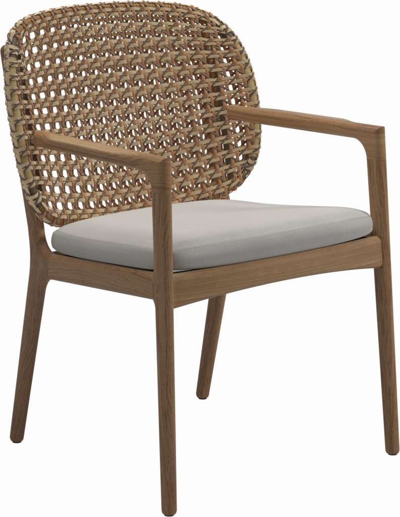 Gloster - Kay Armlehnstuhl - Geflecht: Harvest - Kissen:  - Blend Linen - outdoor