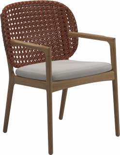 Gloster - Kay Armlehnstuhl - Geflecht: Copper - Kissen:  - Blend Linen - outdoor