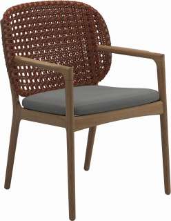 Gloster - Kay Armlehnstuhl - Geflecht: Copper - Kissen:  - Blend Fog - outdoor