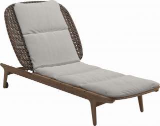 Gloster - Kay Liegestuhl - Geflecht: Brindle - Kissen:  - Blend Linen - outdoor
