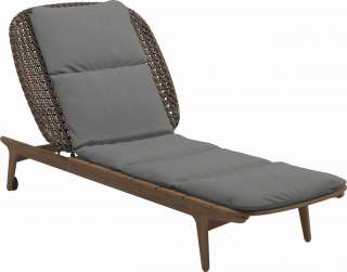 Gloster - Kay Liegestuhl - Geflecht: Brindle - Kissen:  - Blend Fog - outdoor