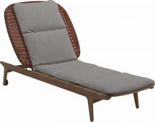 Gloster - Kay Liegestuhl - Geflecht: Copper - Kissen:  - Fife Canvas Grey - outdoor