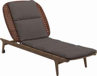 Gloster - Kay Liegestuhl - Geflecht: Copper - Kissen:  - Robben Charcoal - outdoor