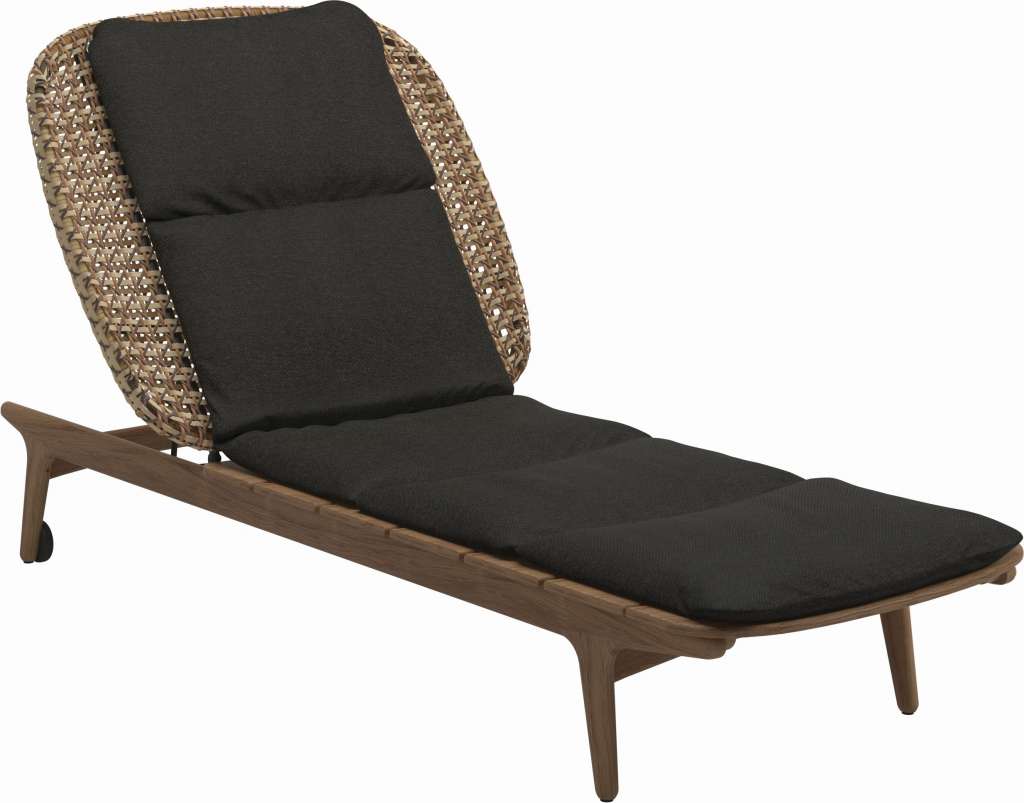 Gloster - Kay Liegestuhl - Geflecht: Harvest - Kissen:  - Tuck Sable - outdoor