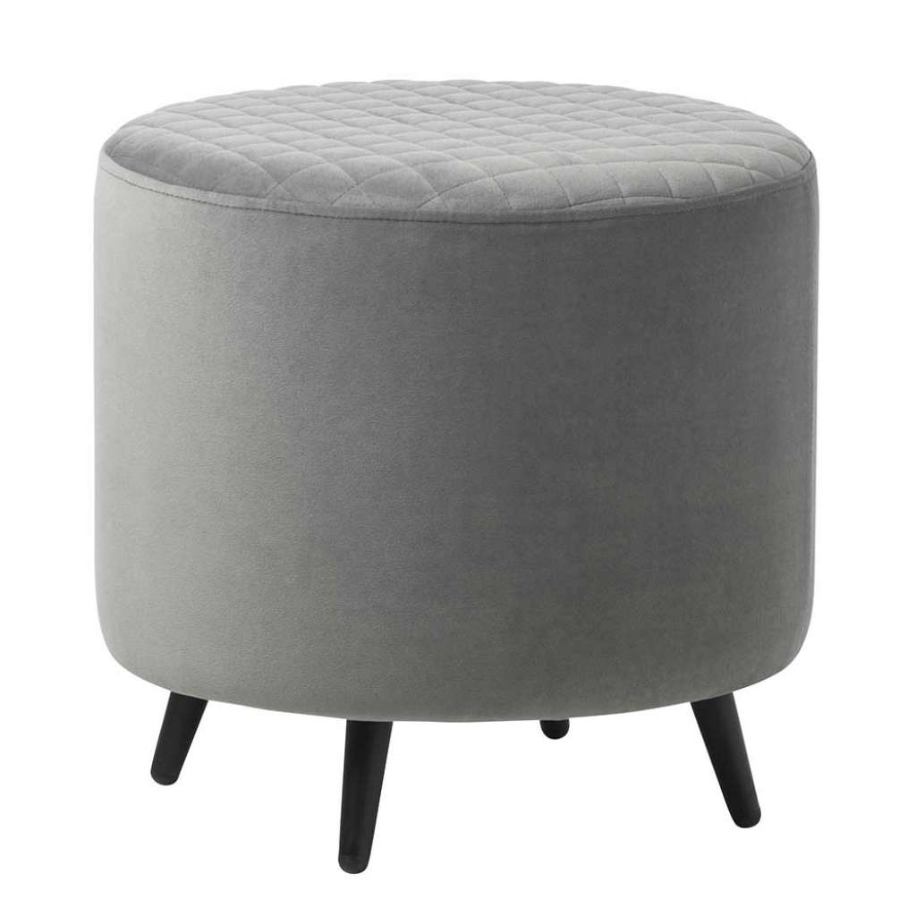 Samt Polsterhocker in Grau Retrostil