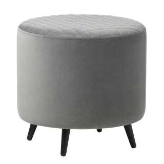 Samt Polsterhocker in Grau Retrostil