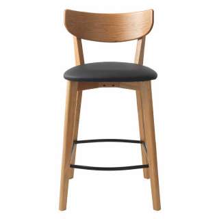Tresenstühle aus Eiche Massivholz und Kunstleder modern (2er Set)