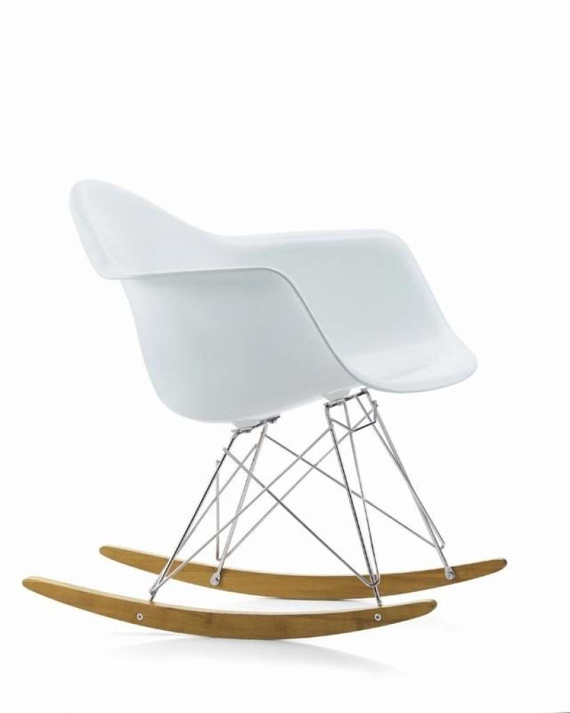 Vitra - Eames Plastic Armchair RAR mit Sitzpolster, weiß, glanzchrom, Ahorn gelblich, Hopsak74dunkelblau/elfenbein - weiß - indoor