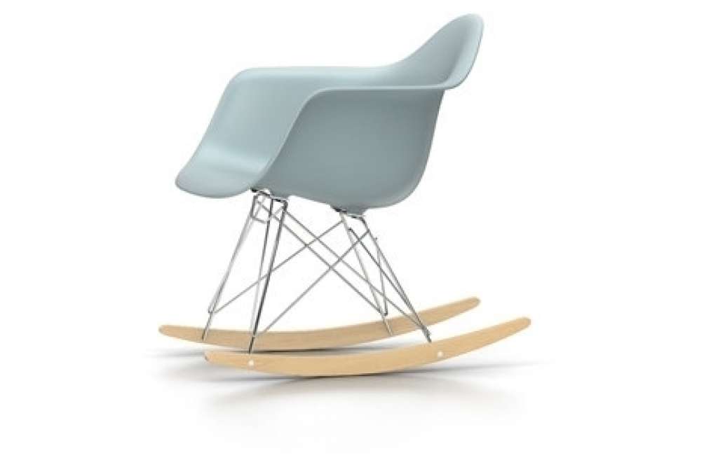 Vitra - Eames Plastic Armchair RAR mit Sitzpolster, eisgrau, glanzchrom, Ahorn gelblich, Hopsak96rot/cognac - eisgrau - indoor