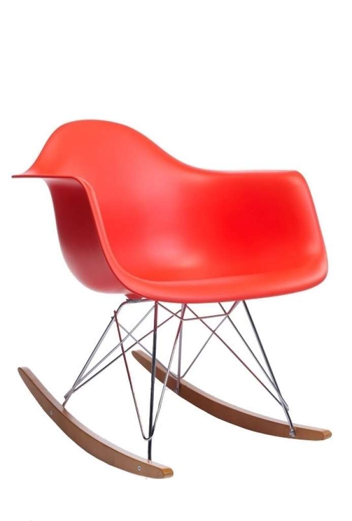 Vitra - Eames Plastic Armchair RAR mit Sitzpolster, poppy red, glanzchrom, Ahorn gelblich, Hopsak66nero - poppy red - indoor