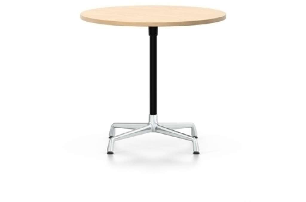 Vitra - Eames Side Table ∅80cm, Furnier Eiche hell,  Ausleger chrom, Standrohr pulverbeschichtet basic dark - Furnier Eiche hell - indoor