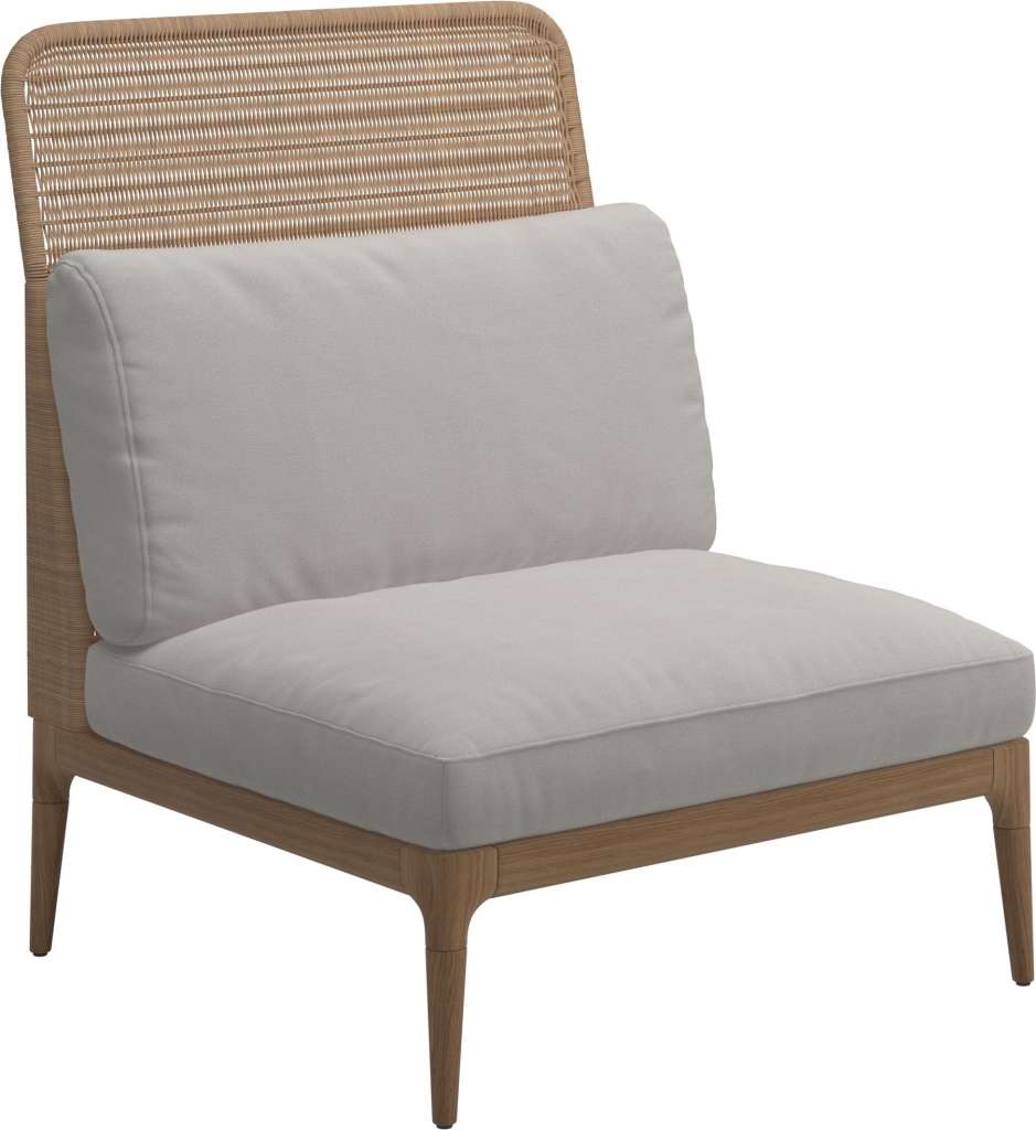 Gloster - Lima Mittelmodul High Back - Gestell: Teak, Wheat Wicker - Blend Linen - outdoor