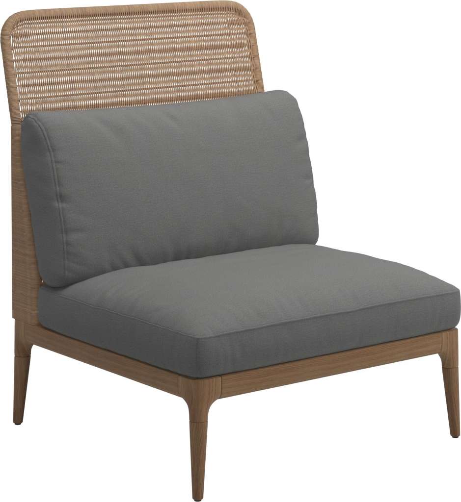 Gloster - Lima Mittelmodul High Back - Gestell: Teak, Wheat Wicker - Blend Fog - outdoor