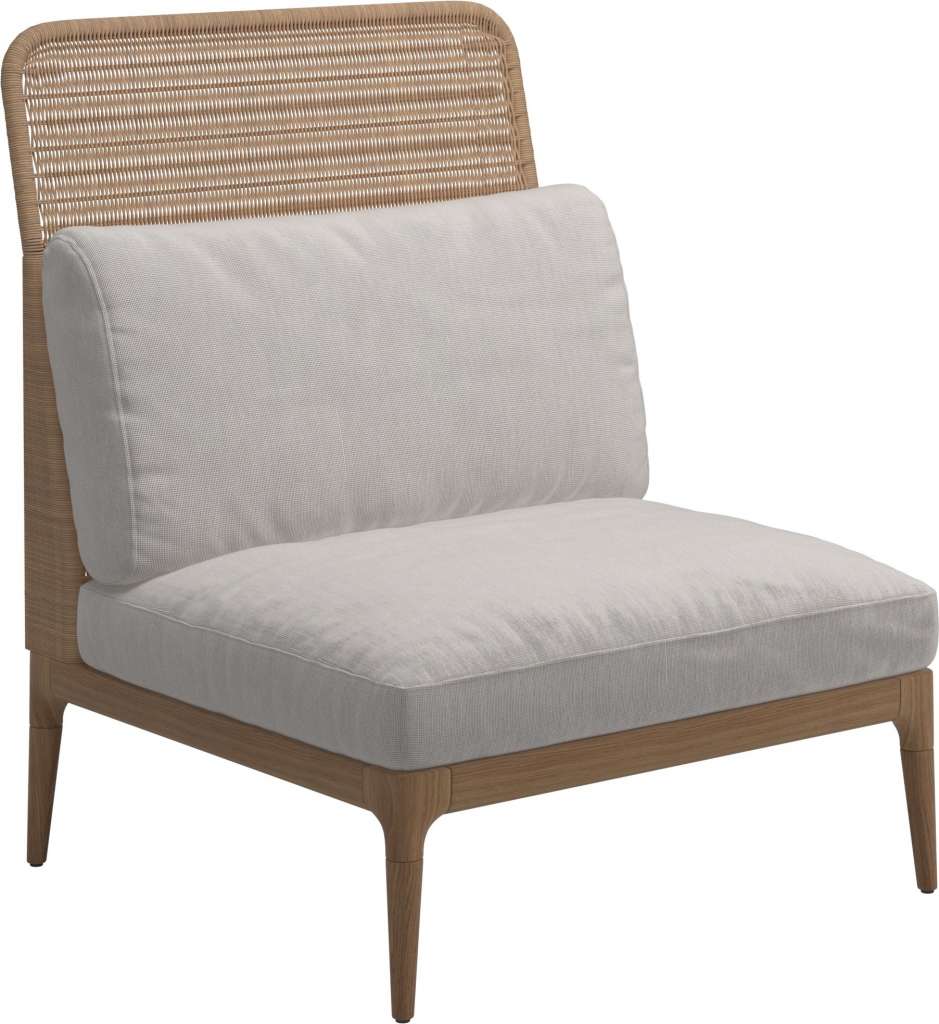 Gloster - Lima Mittelmodul High Back - Gestell: Teak, Wheat Wicker - Elite Frost - outdoor
