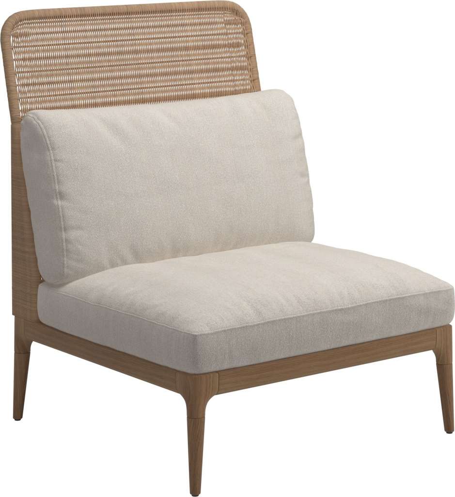 Gloster - Lima Mittelmodul High Back - Gestell: Teak, Wheat Wicker - Virtue Cloud - outdoor