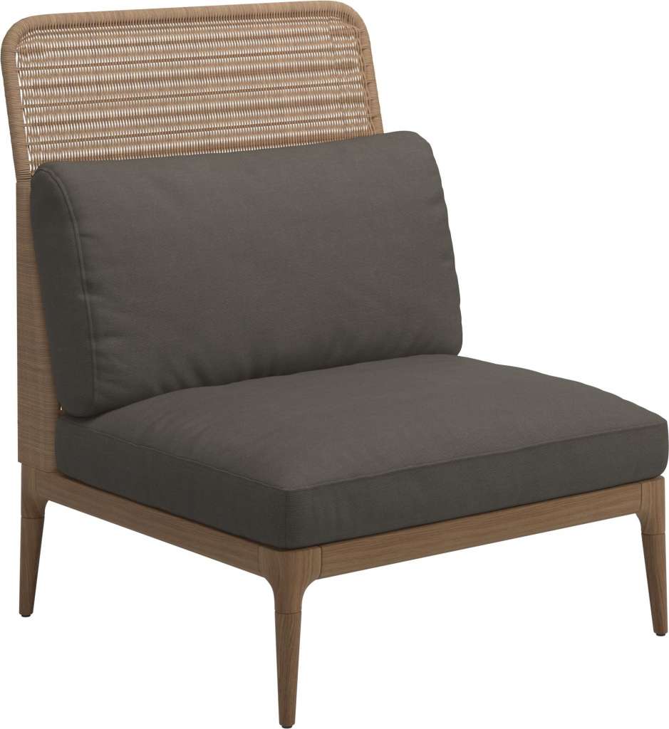 Gloster - Lima Mittelmodul High Back - Gestell: Teak, Wheat Wicker - Fife Platinum - outdoor