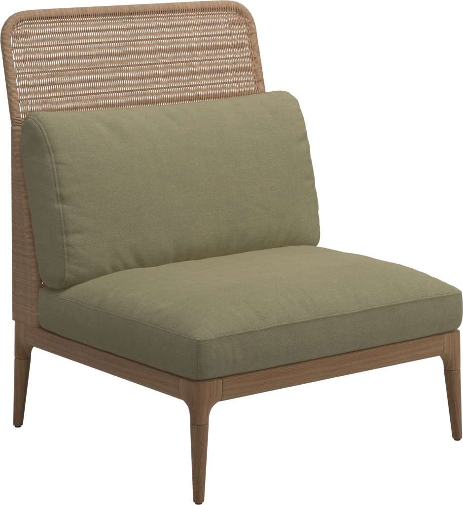 Gloster - Lima Mittelmodul High Back - Gestell: Teak, Wheat Wicker - Fife Quince Yellow - outdoor