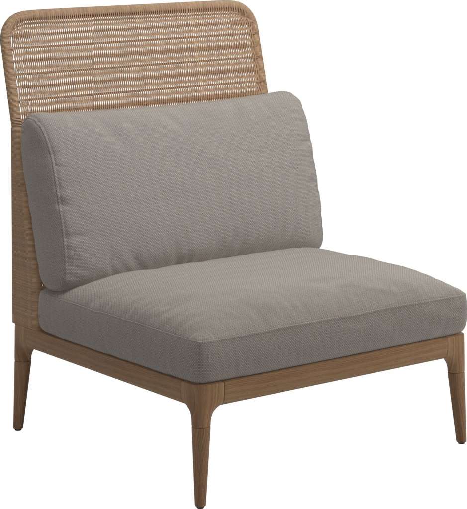 Gloster - Lima Mittelmodul High Back - Gestell: Teak, Wheat Wicker - Couture Pebble - outdoor