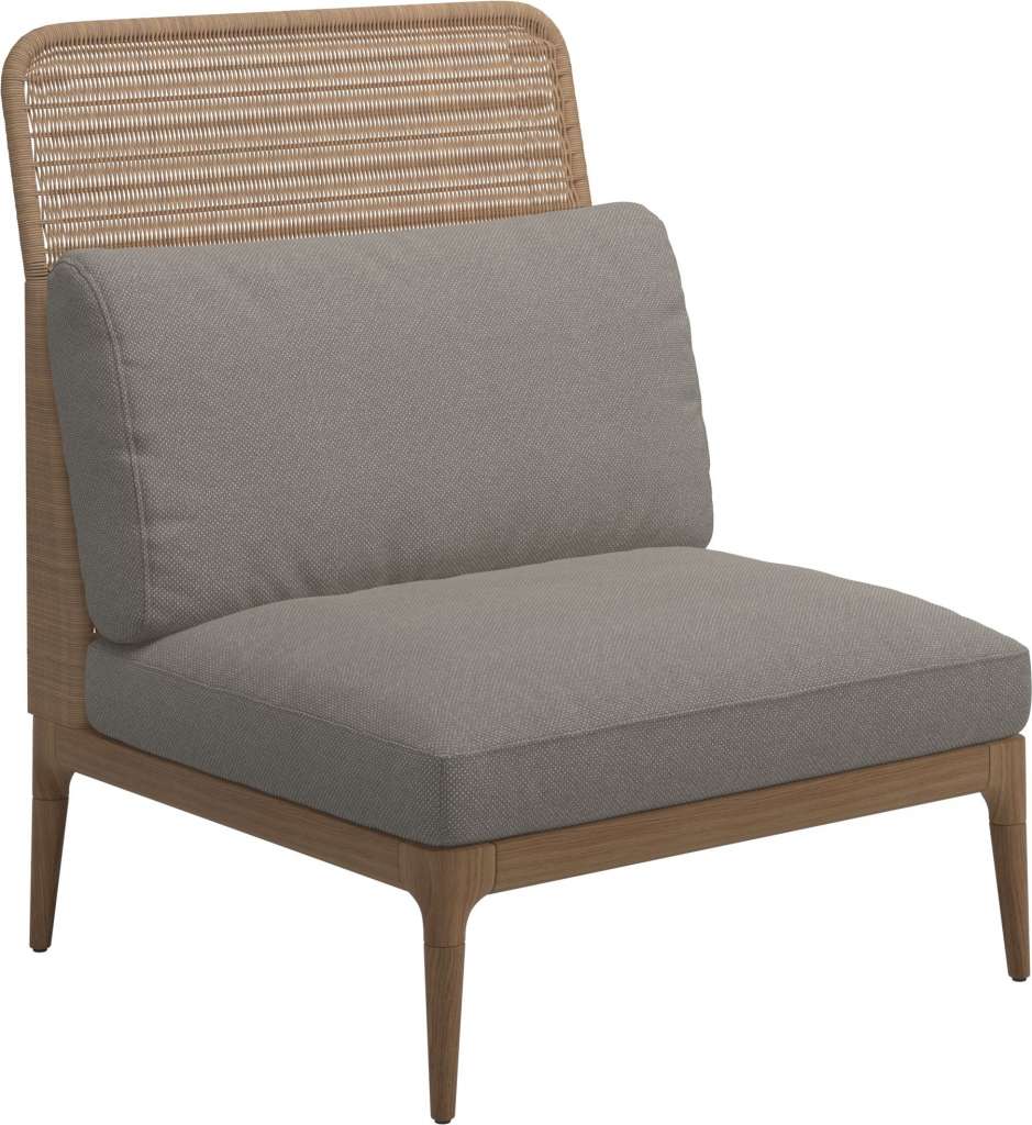 Gloster - Lima Mittelmodul High Back - Gestell: Teak, Wheat Wicker - Robben Grey - outdoor