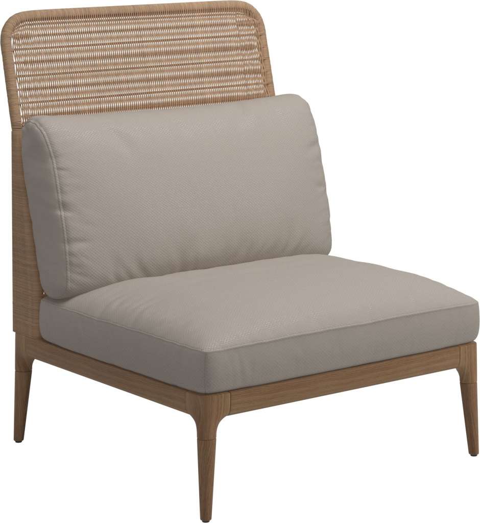 Gloster - Lima Mittelmodul High Back - Gestell: Teak, Wheat Wicker - Dot Oyster - outdoor