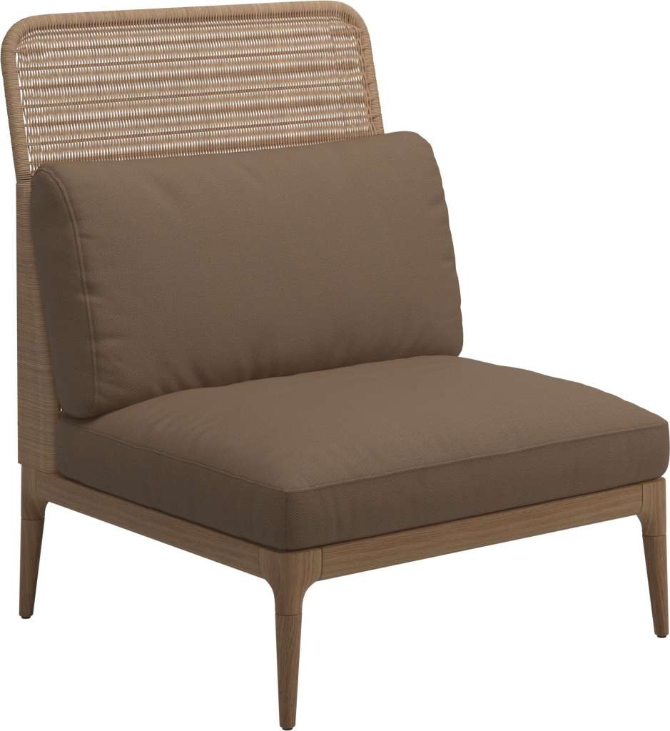 Gloster - Lima Mittelmodul High Back - Gestell: Teak, Wheat Wicker - Ravel Ginger - outdoor