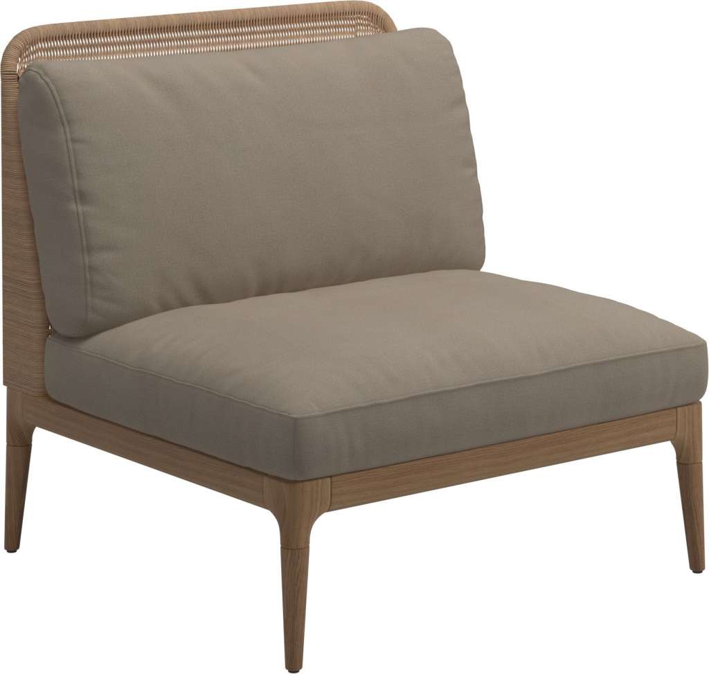 Gloster - Lima Mittelmodul Low Back - Gestell: Teak, Wheat Wicker - Blend Sand - outdoor