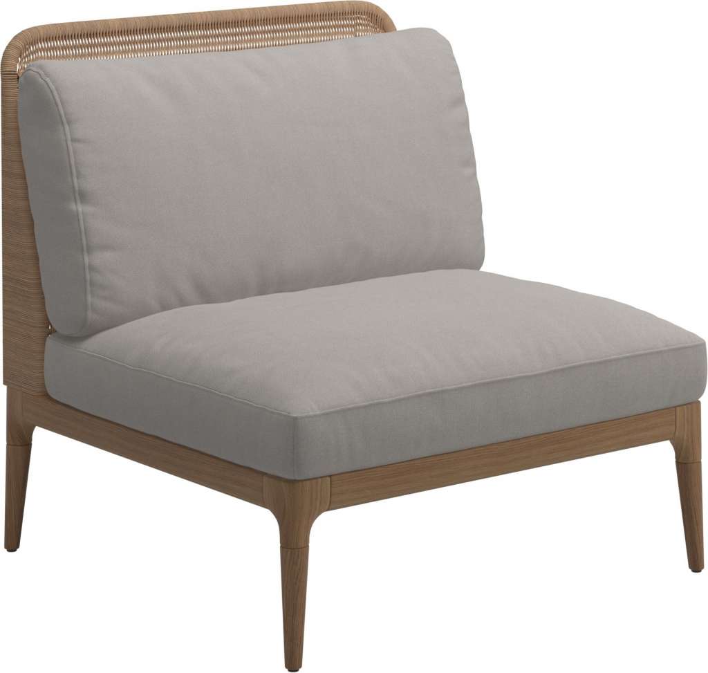 Gloster - Lima Mittelmodul Low Back - Gestell: Teak, Wheat Wicker - Fife Bone - outdoor